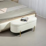 Channel Tufted Storage Bench with Golden Legs