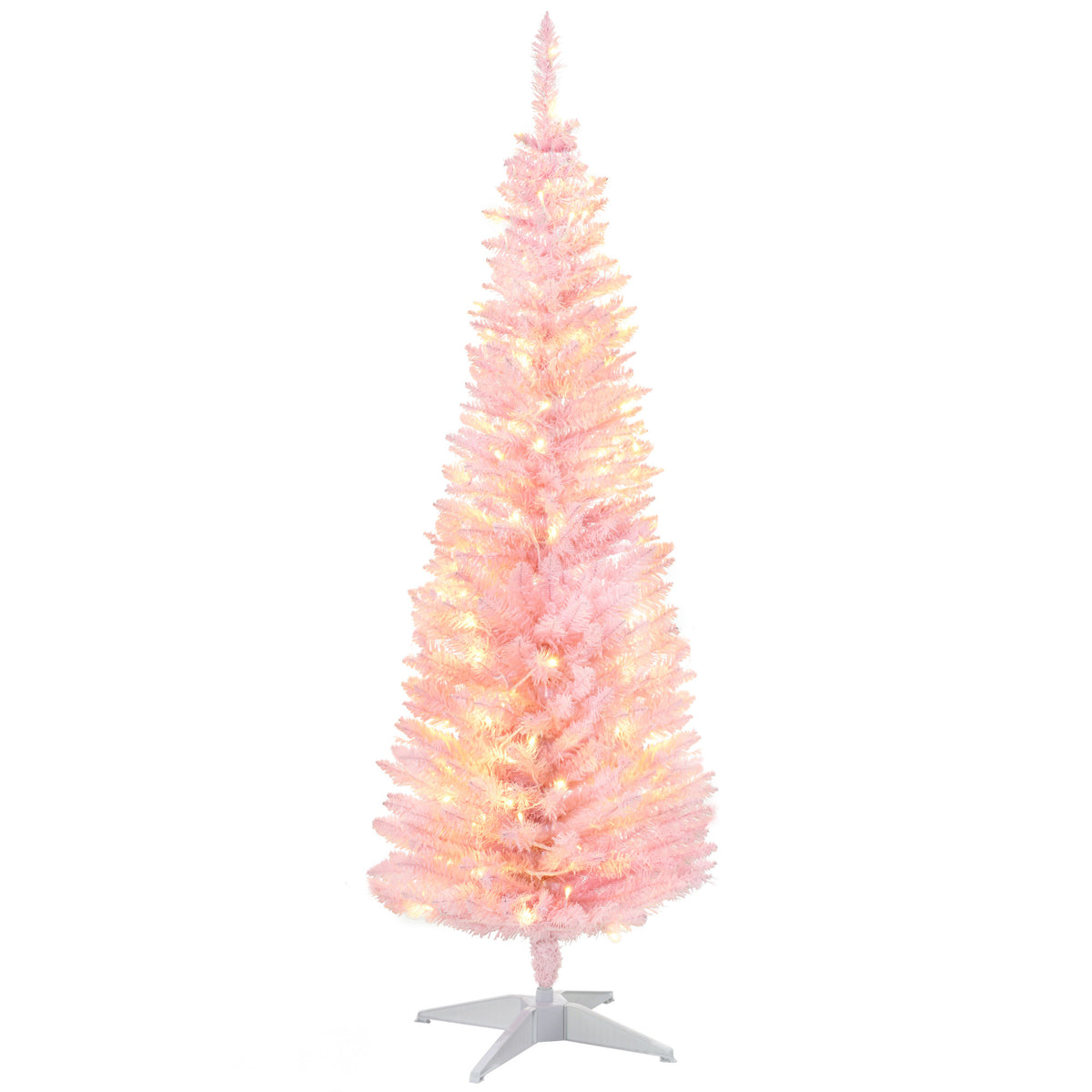 Pre-lit artificial slim pencil Christmas tree