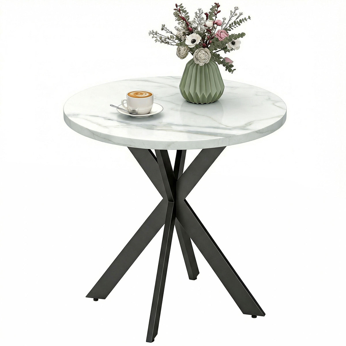 Mesa de comedor redonda contemporánea de 74 cm con patas cruzadas