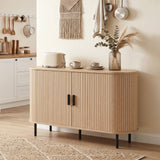 Fluted Sideboard Buffet Cabinet with Sliding Doors Adjustable Shelves