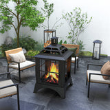 Chimney-Style Wood-Burning Fire Pit with Poker