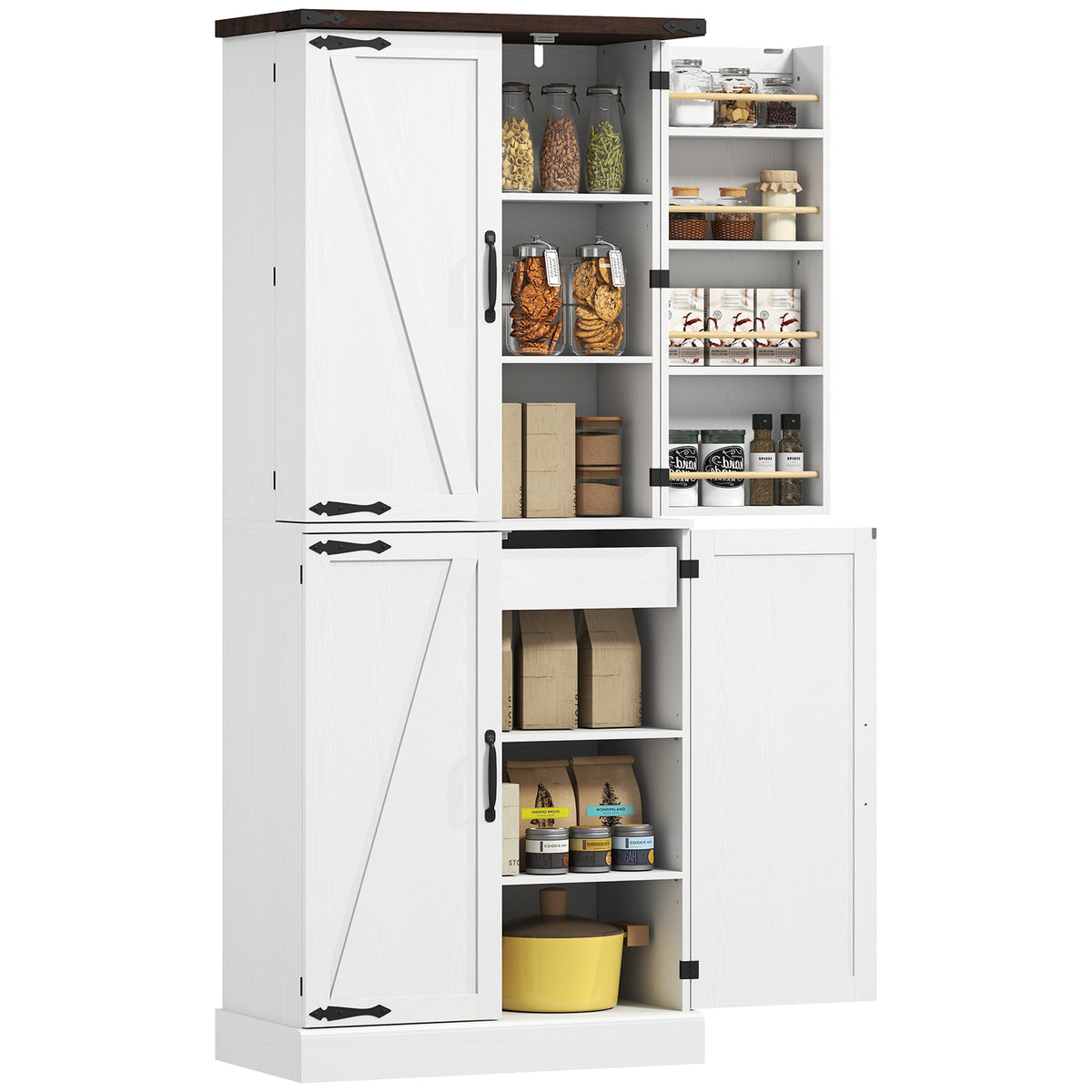 Farmhouse Kitchen Pantry Cabinet 72 in