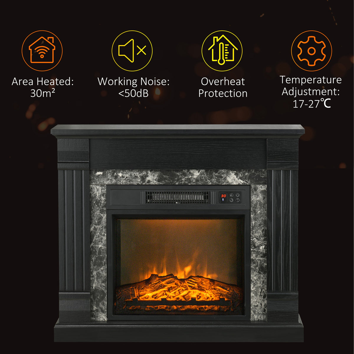 Electric fireplace mantel freestanding heater