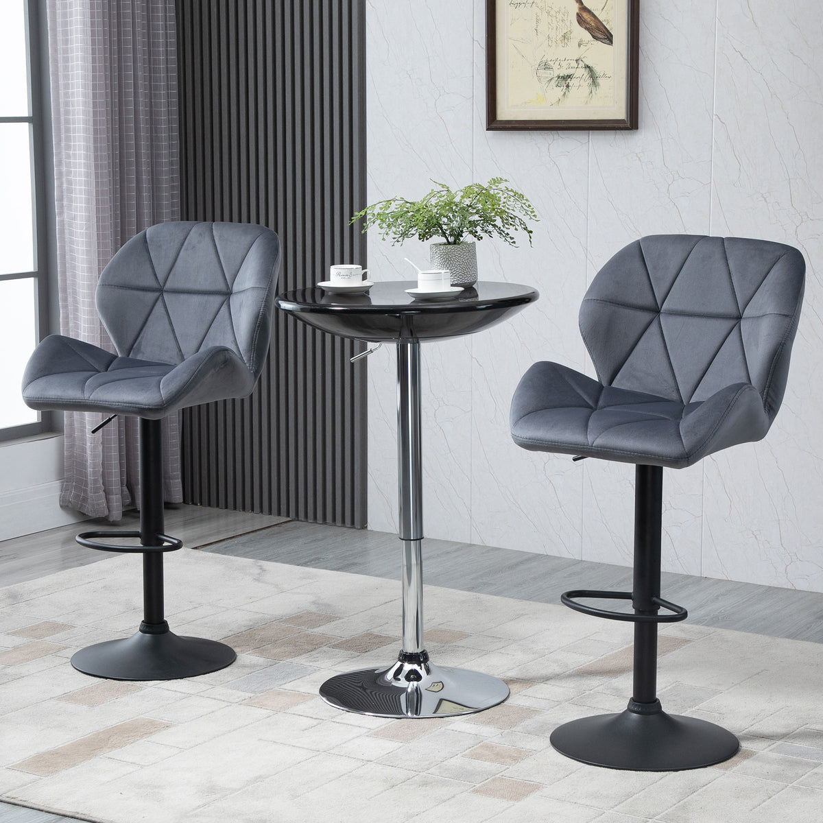 Bar stools adjustable fabric set of 2