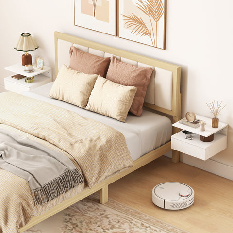 Mesitas de noche flotantes de pared con cajón — lote de 2