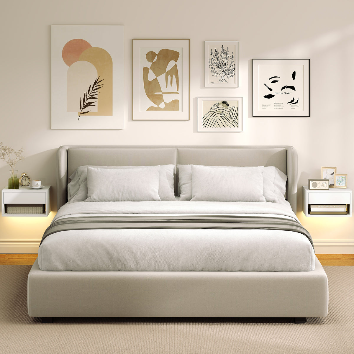 Floating smart LED bedside table — Set of 2