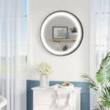 LED lighted anti-fog bathroom vanity wall mirror
