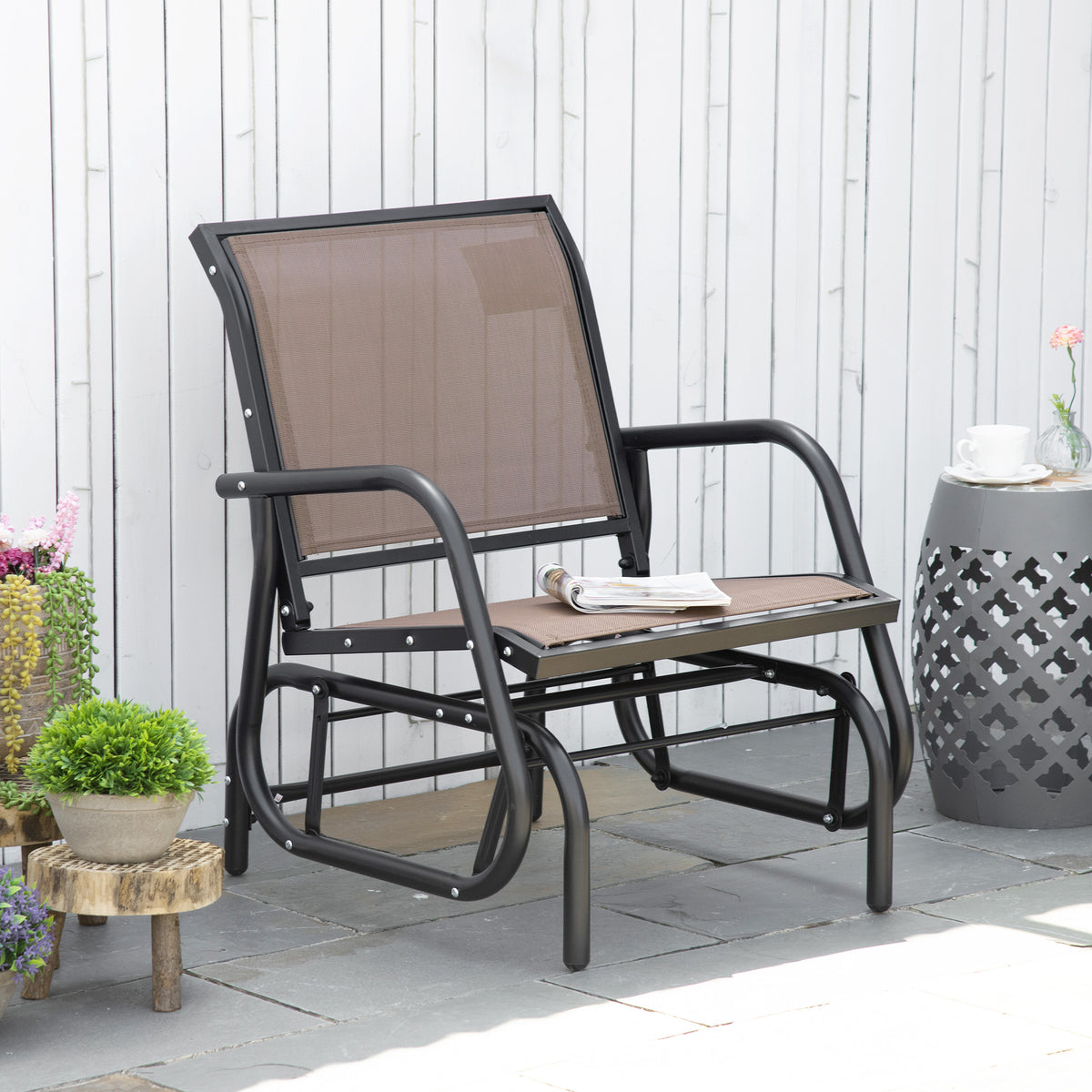 Outdoor Steel Patio Glider Chair