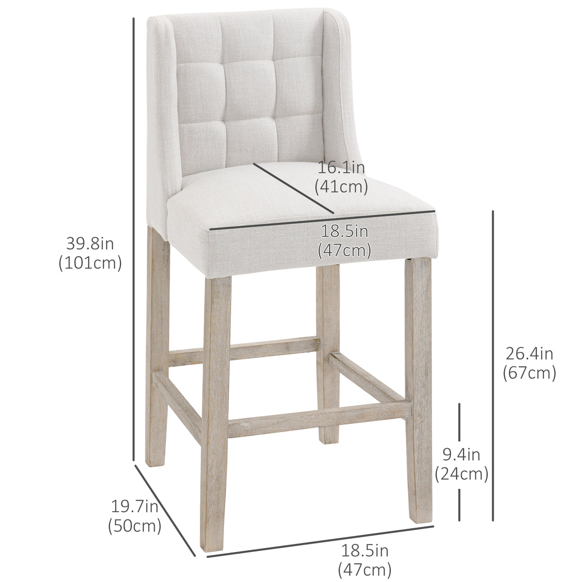 Tufted Counter Bar Stools Set of 2