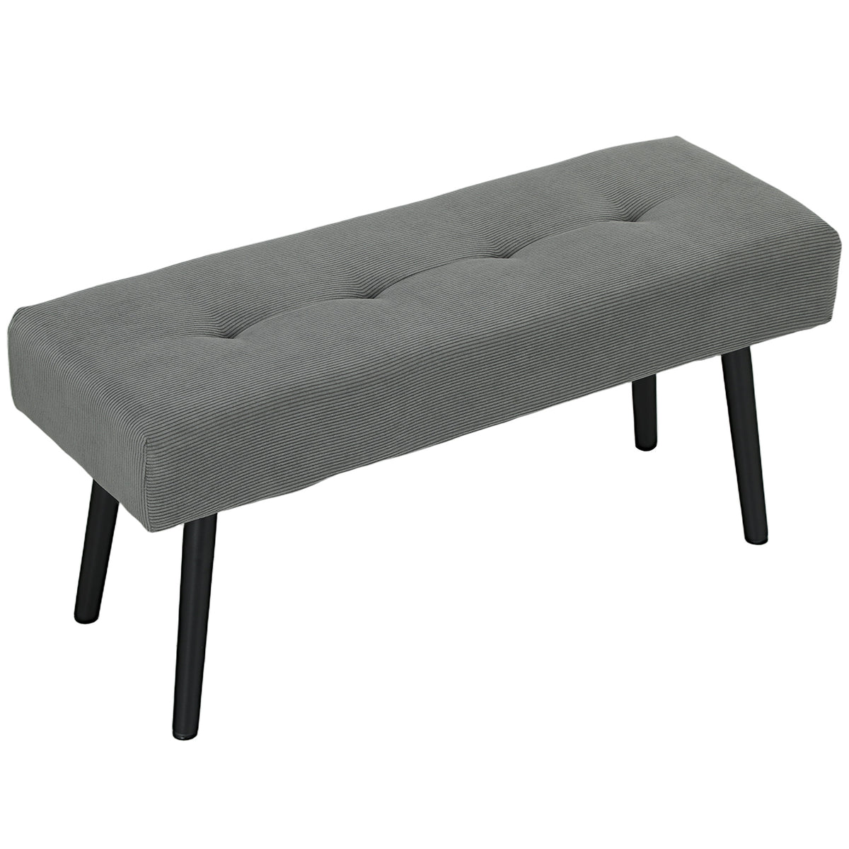Tufted Corduroy Upholstered Bench with Steel Legs