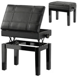 Faux leather adjustable piano bench with storage