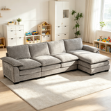 L-shaped Chenille Sofa 120.5 inches with Chaise Lounge