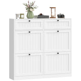 Narrow shoe cabinet with flip drawers farmhouse style