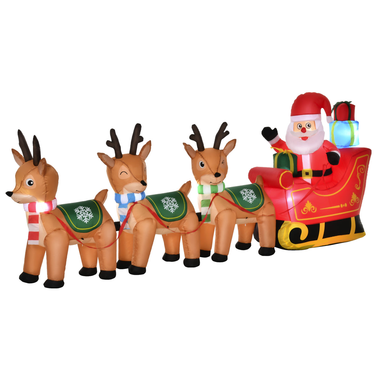Christmas Inflatable Santa Claus Sleigh and Reindeer 240 cm