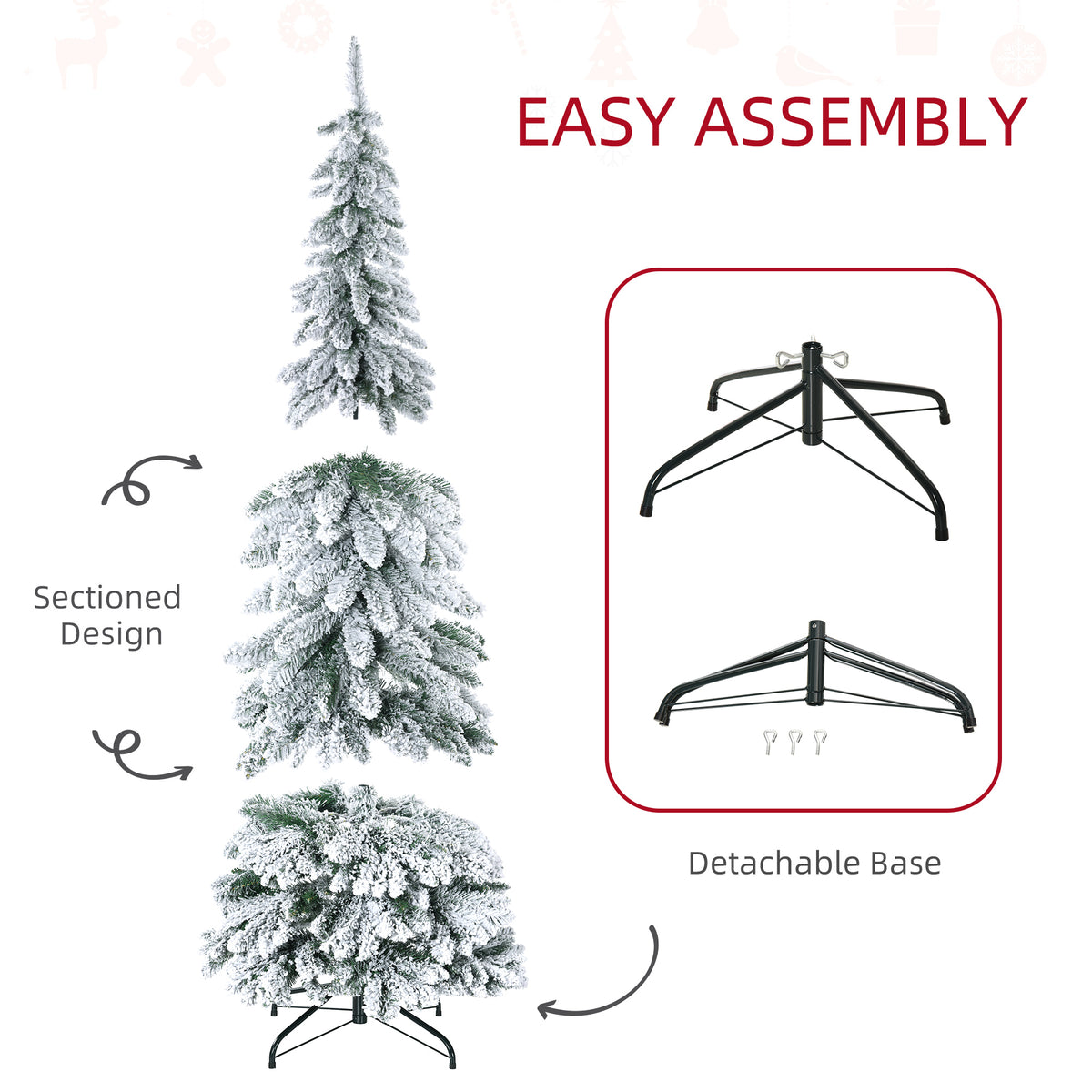 183 cm Artificial Slim Flocked Christmas Tree