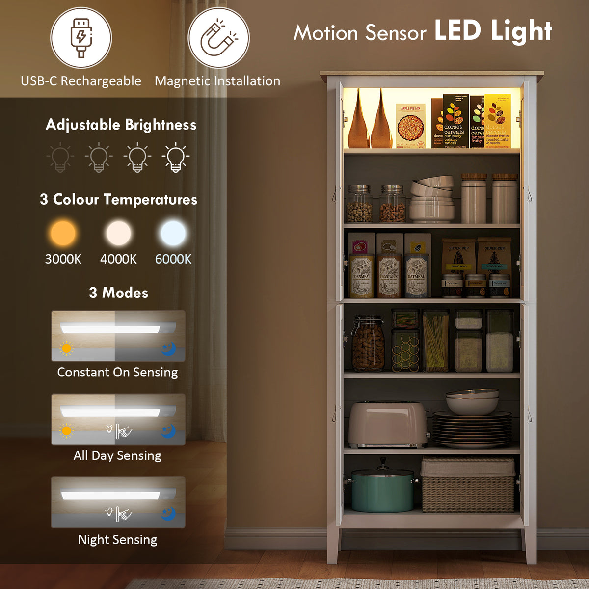 Tall kitchen pantry storage cabinet