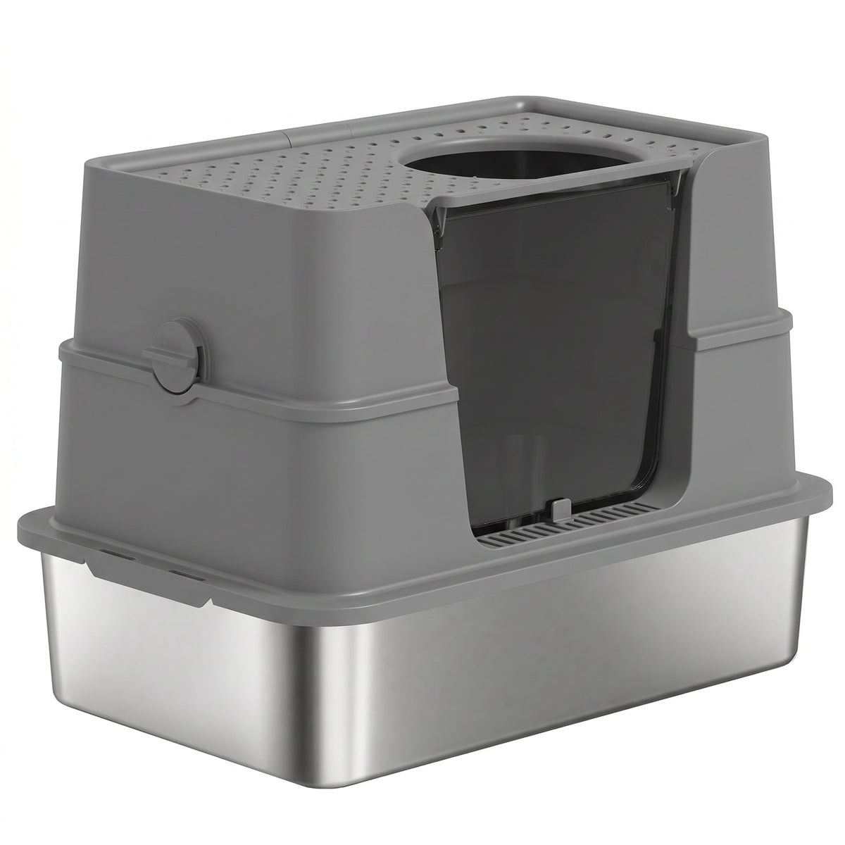 XL Stainless Steel Cat Litter Box with Flip Top
