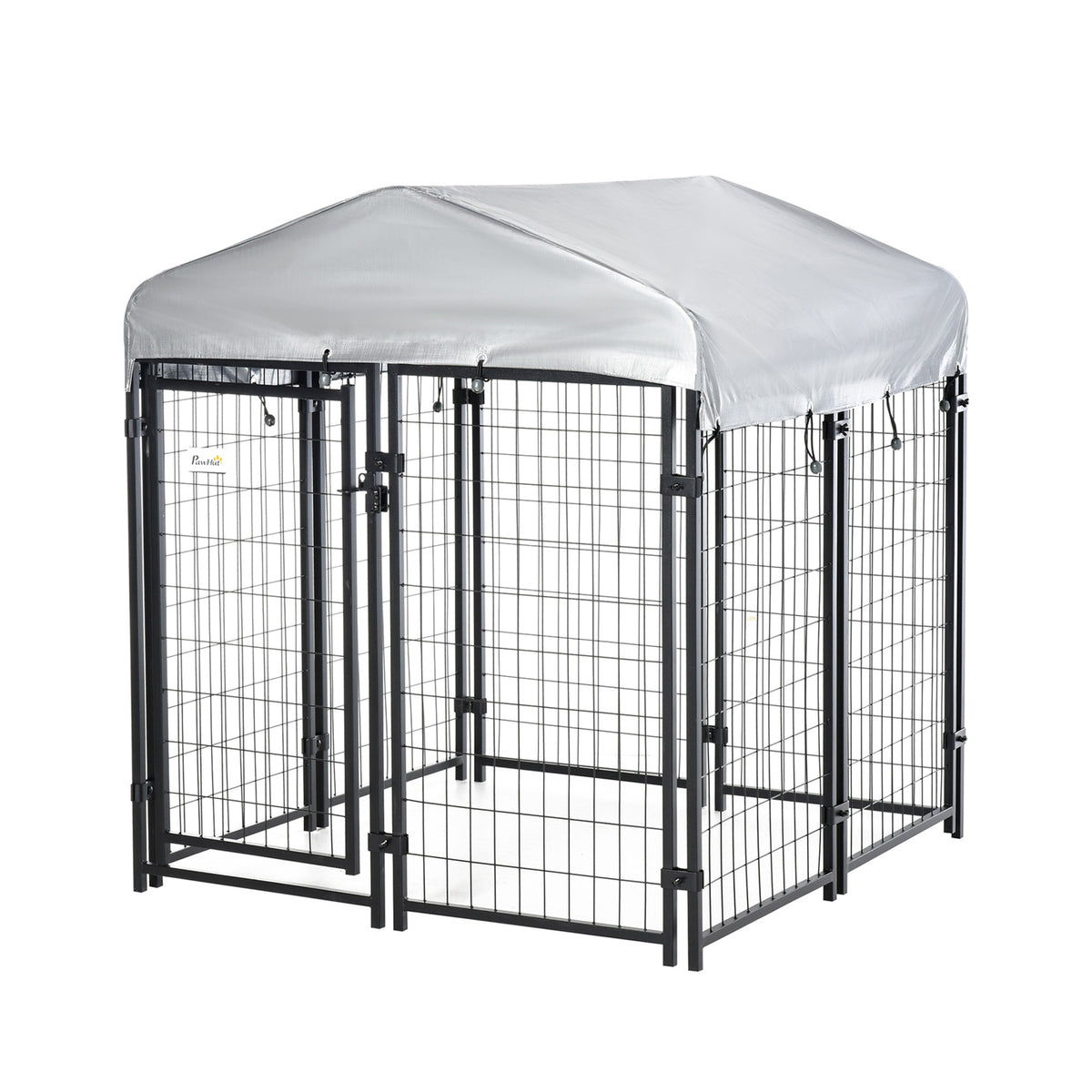 Corral exterior para perros con techo