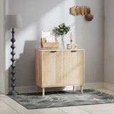 Console Cabinet with Doors and Adjustable Shelf — Oak