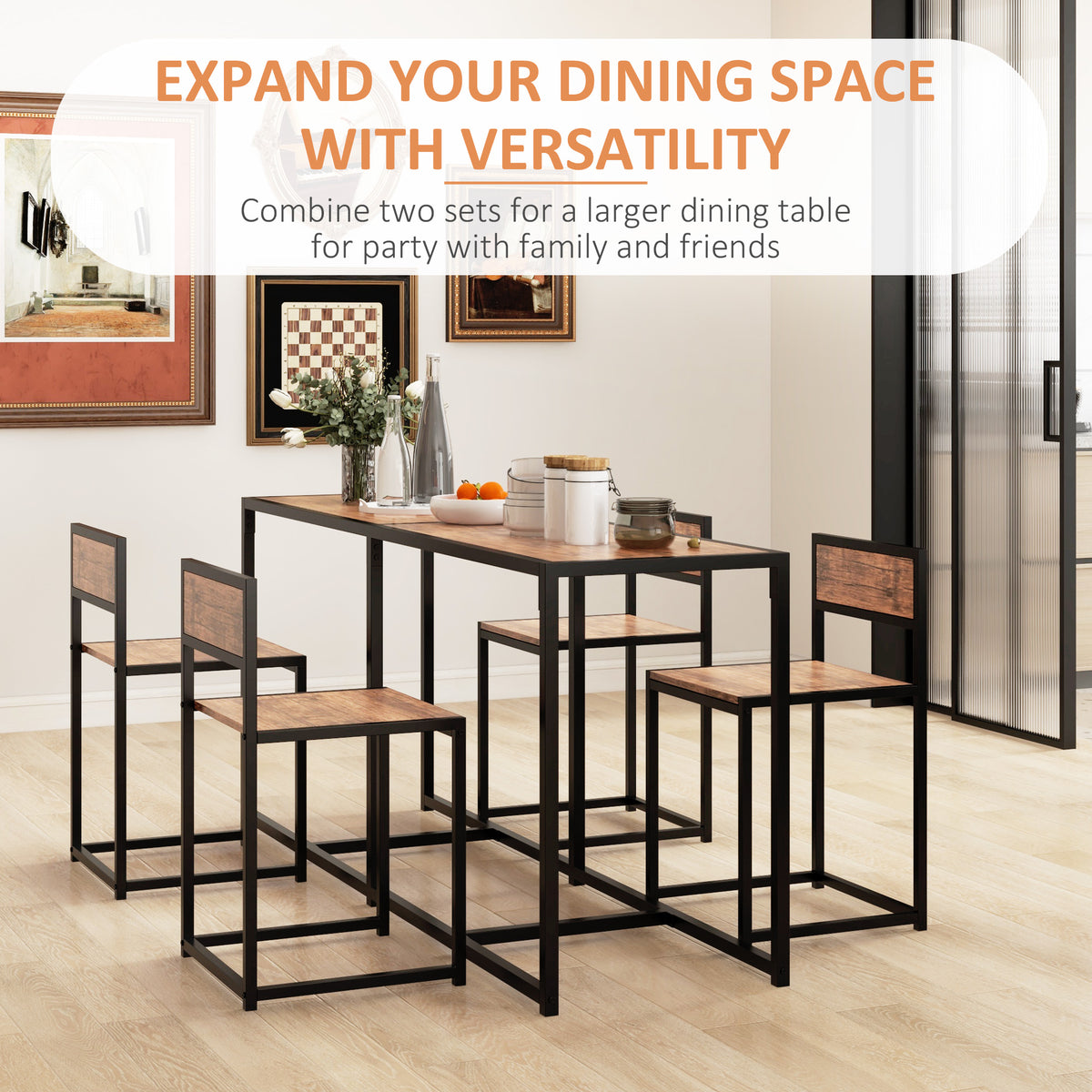 Industrial dining set for 2 persons