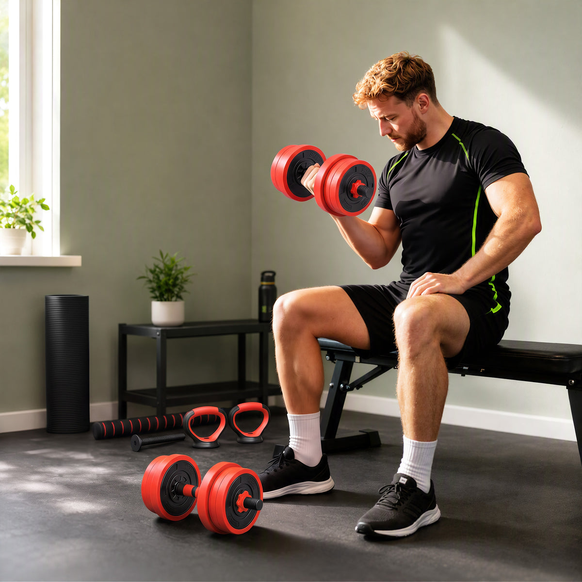4-in-1 20 kg Adjustable Dumbbell Set