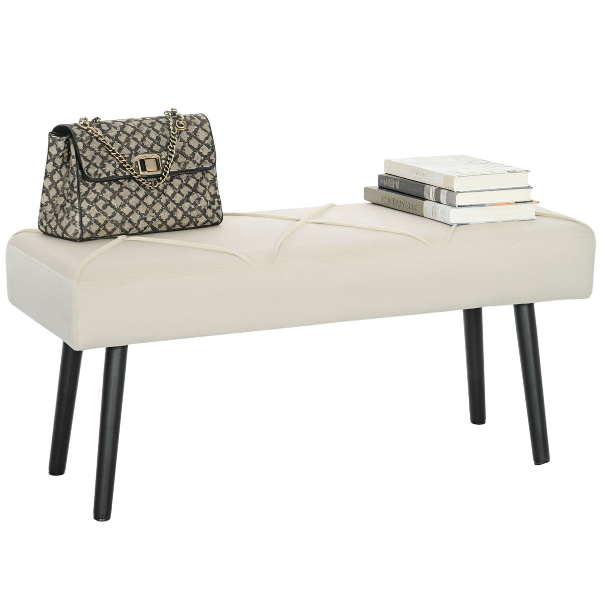 Upholstered Velvet Bedroom Bench — Steel Legs