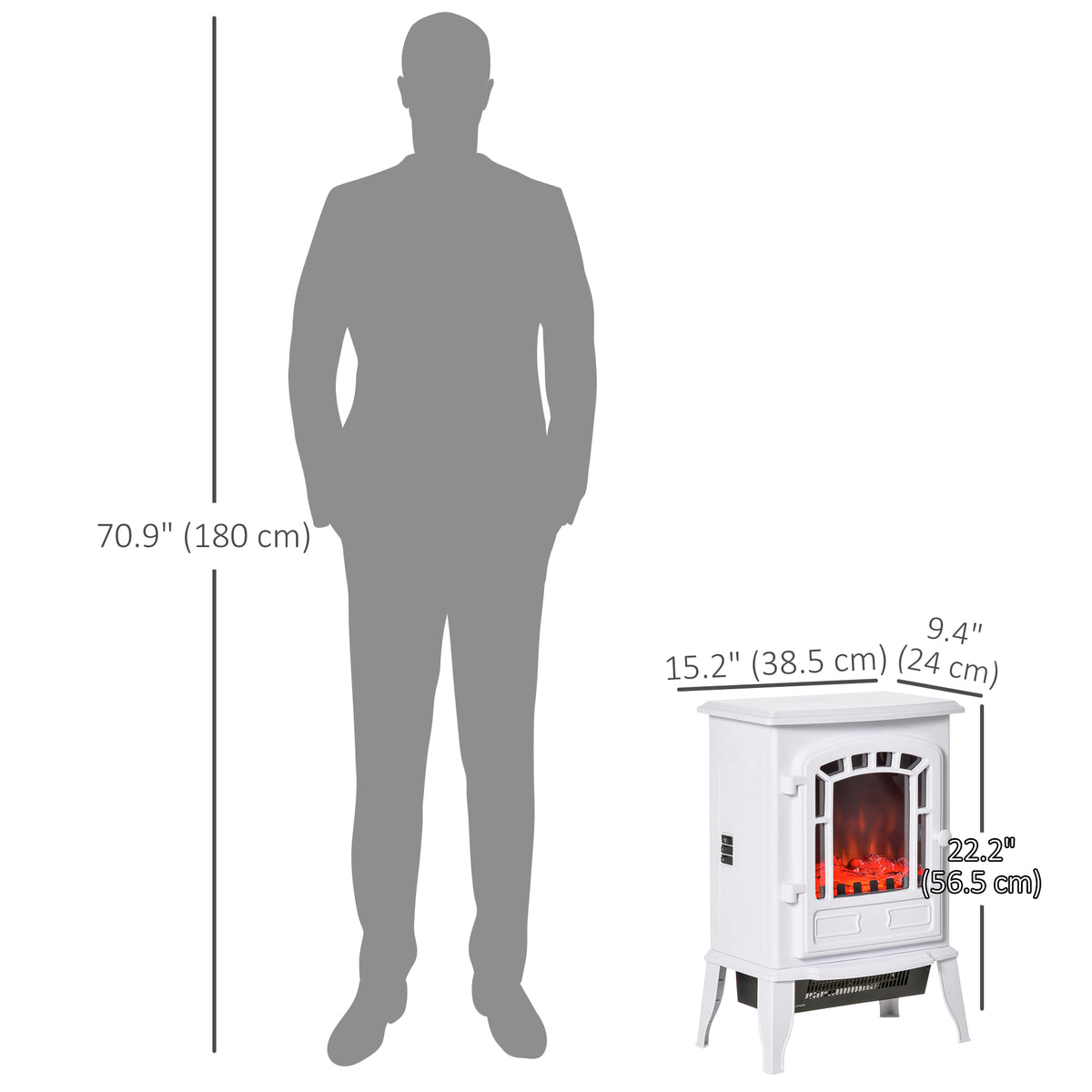 Freestanding Electric Fireplace Stove with Realistic Flame Effect