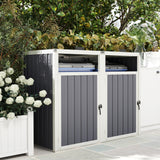 Double Garbage Bin Shed Lockable — Dark Grey