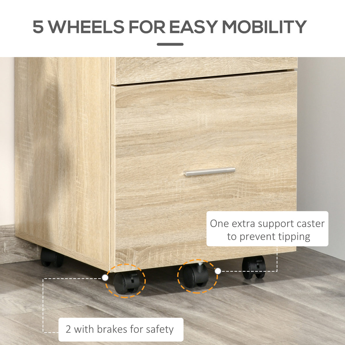 Mobile Filing Cabinet 2 Drawers on Wheels