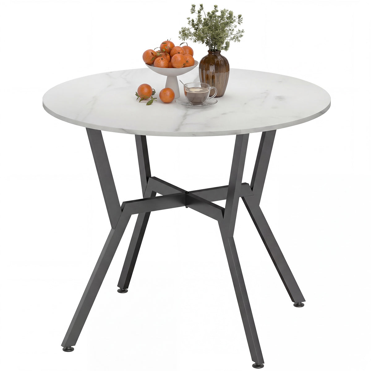 Round Dining Table 35" White Marble