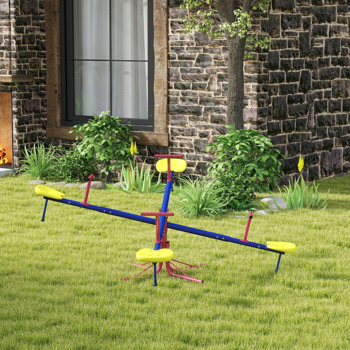 Kids Metal 4-Seater Outdoor Seesaw Teeter Totter