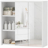 Bathroom medicine cabinet with mirror and open shelves