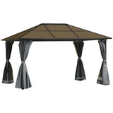 Hardtop Aluminium Gazebo with Curtains and Mesh Screens