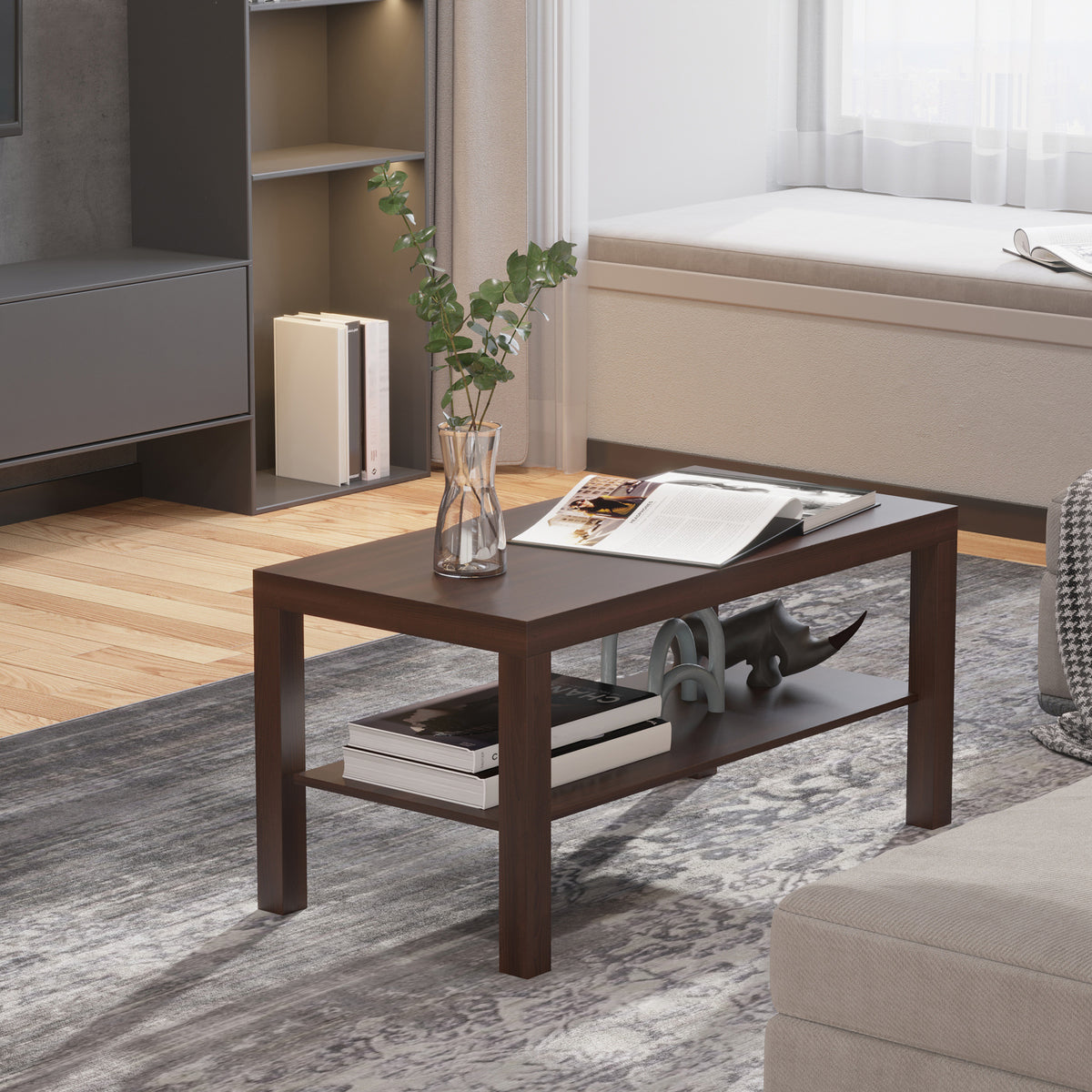 Two-Tier Engineered Wood Coffee Table