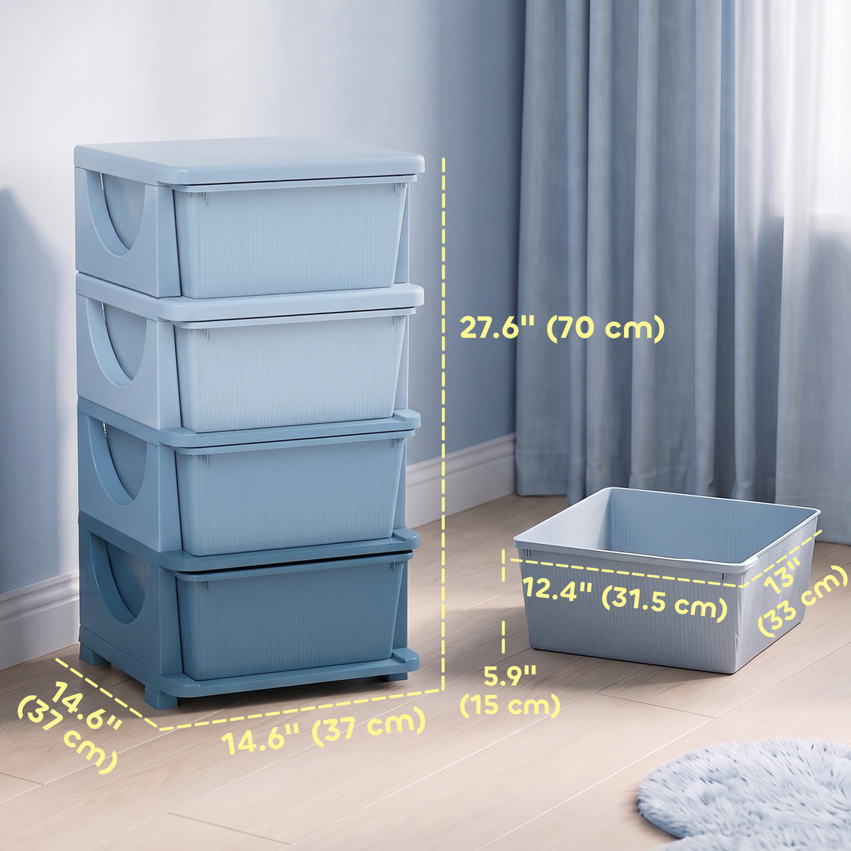 3-Tier Kids Toy Organizer with Plastic Drawers