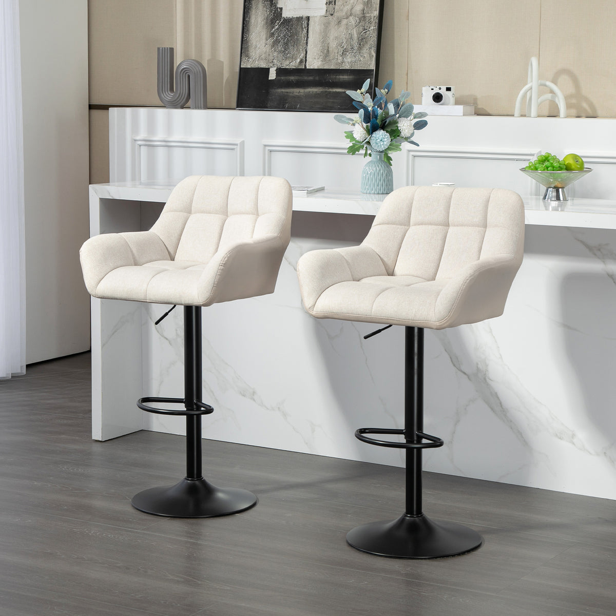 Swivel Bar Stools Adjustable with Armrests and Footrest