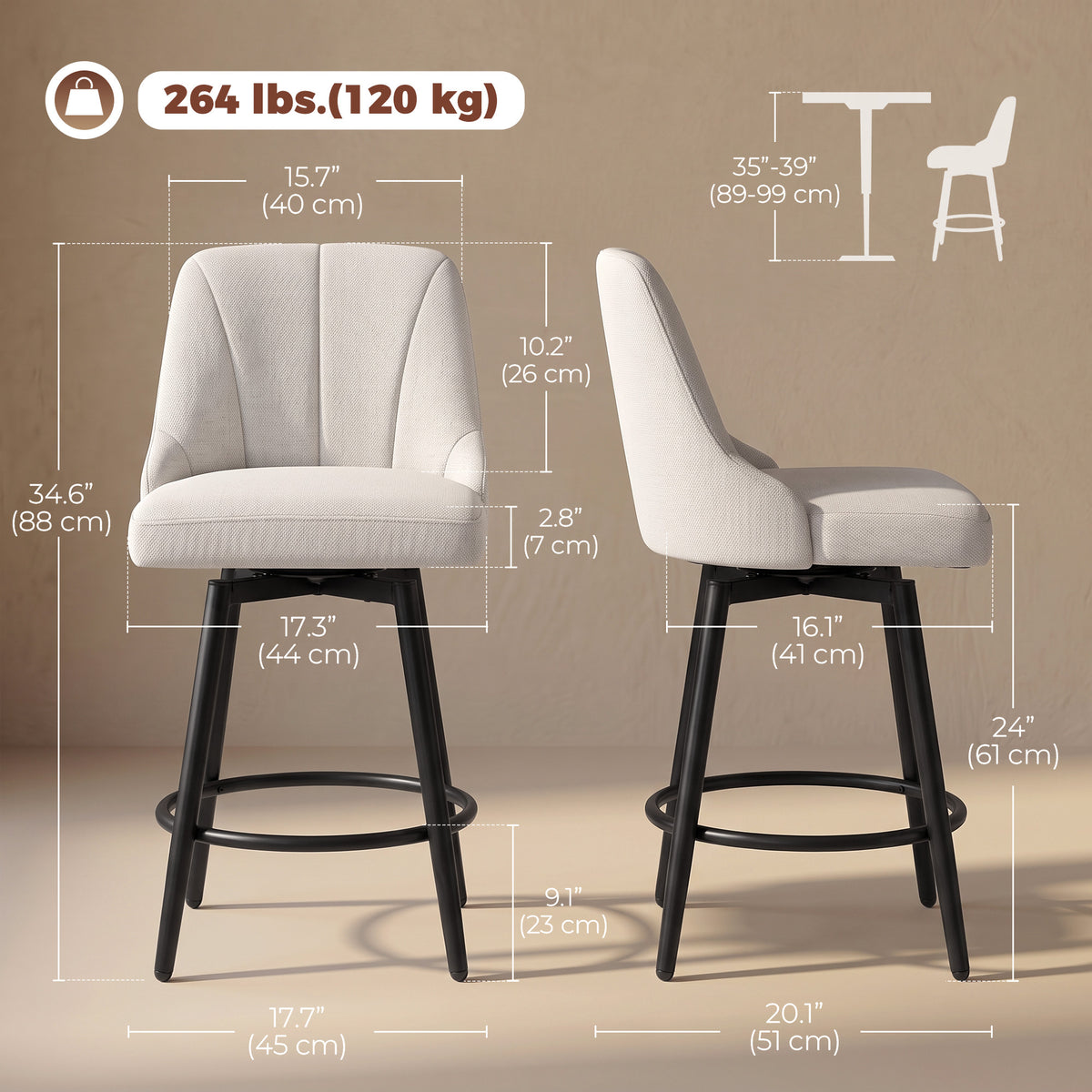 Modern swivel bar stools — Set of 2