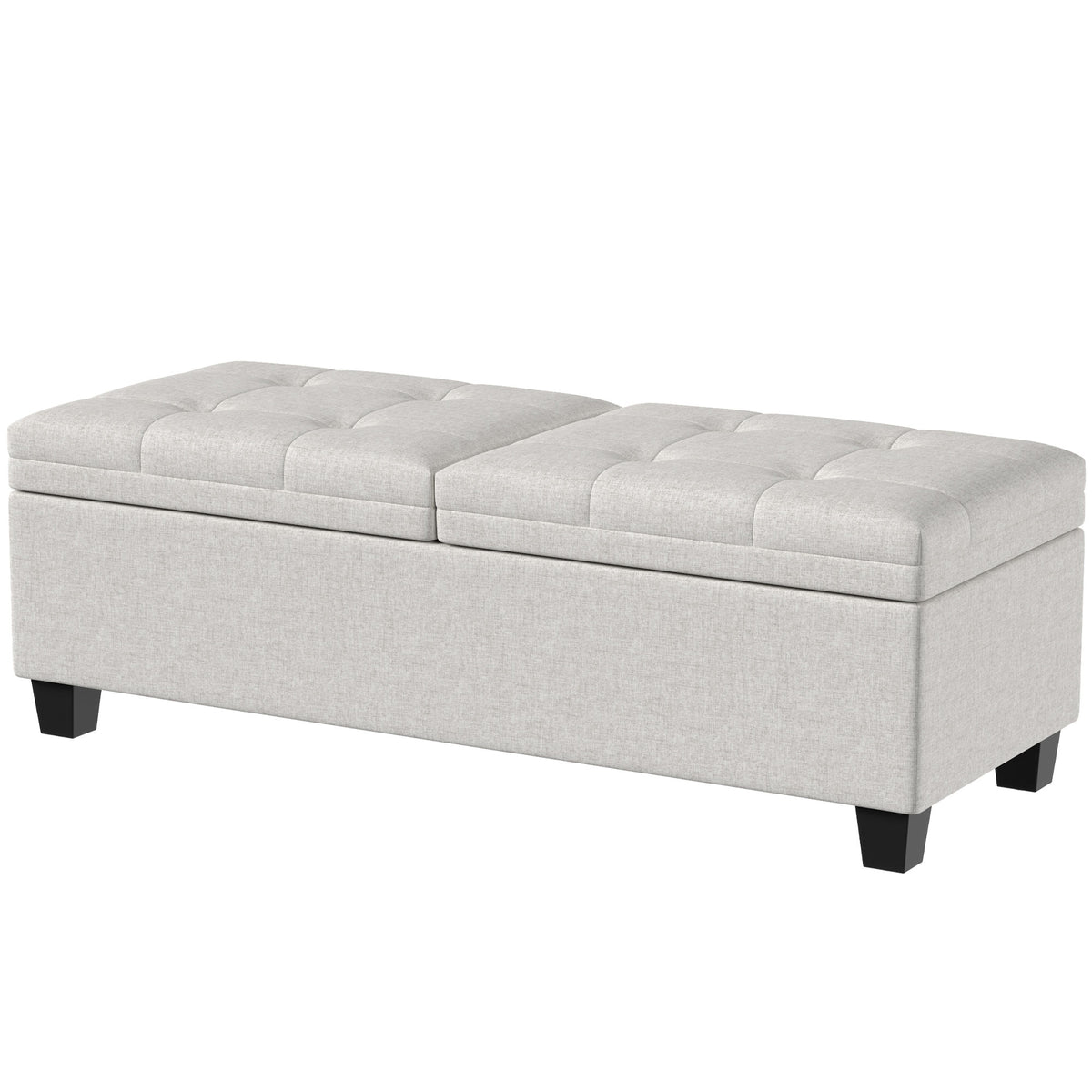 Tufted Storage Bench with Dual Lids