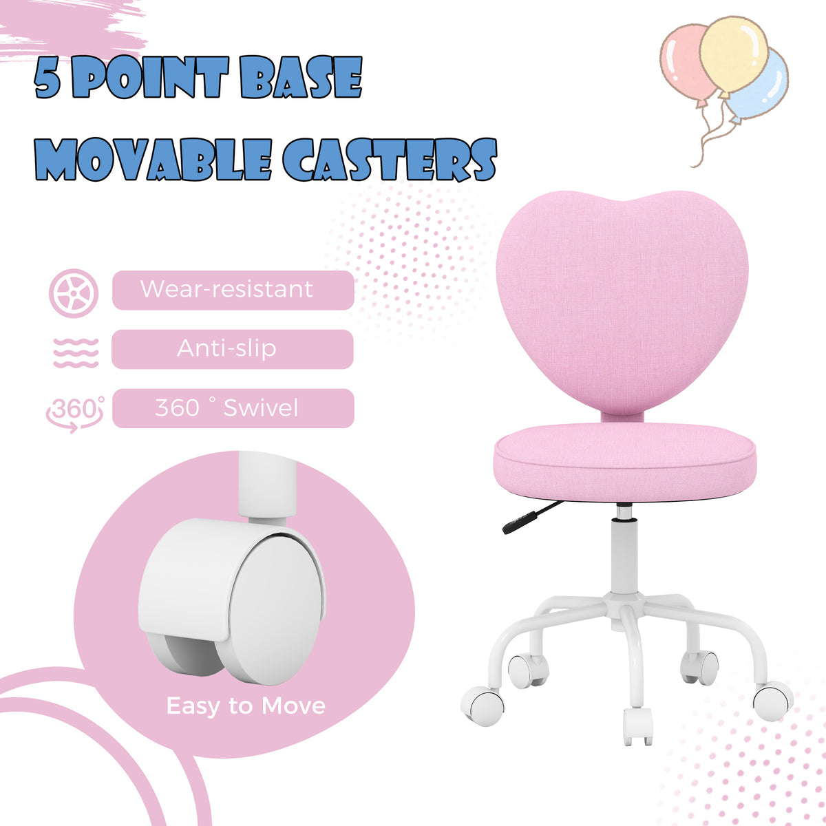 Heart back office chair linen fabric
