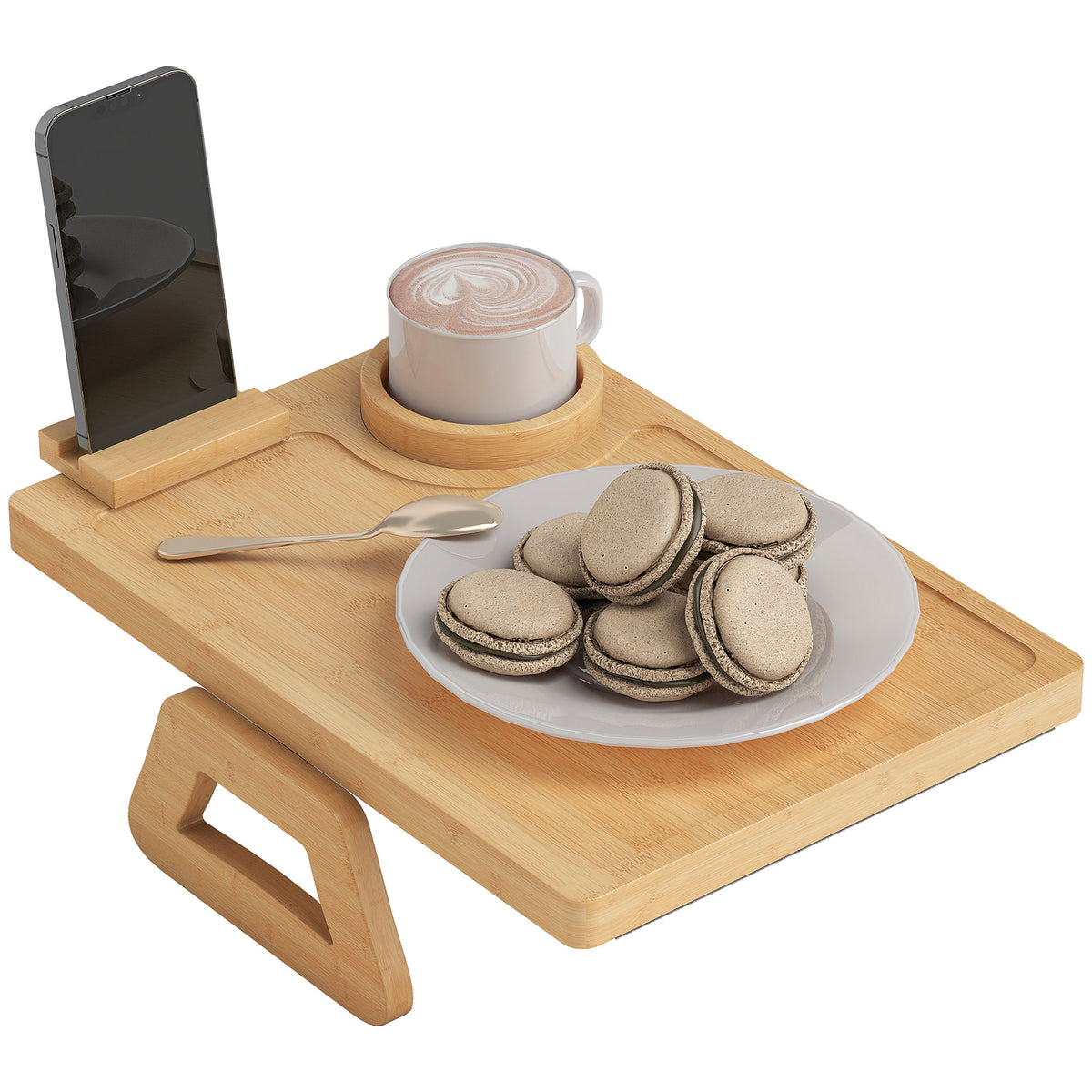 Couch Arm Tray with 360° Rotating Phone Holder