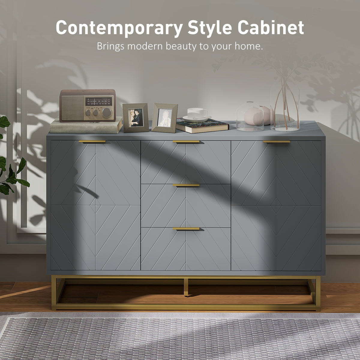 Mueble de almacenamiento de 120 cm con puertas y cajones