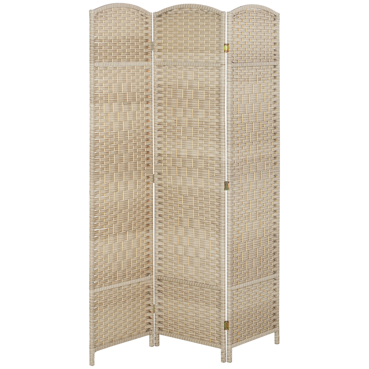 3-Panel Folding Room Divider Pine Wood Frame