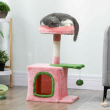 Cat Tree Tower 28" with Plush Bed — Pink