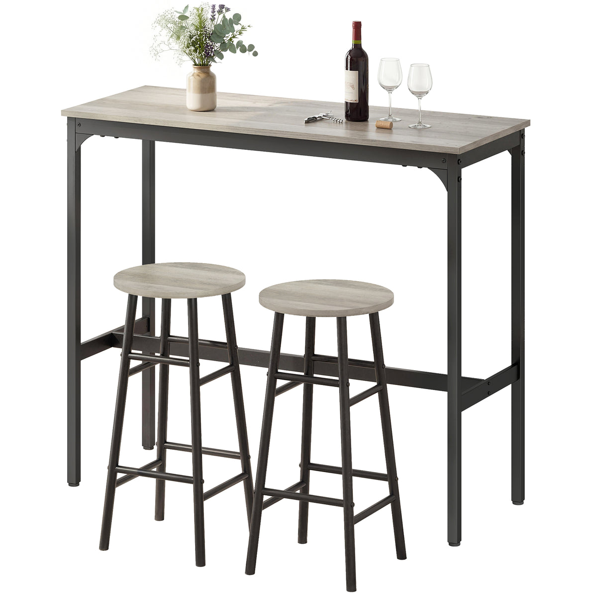Conjunto de bar de 3 piezas: mesa alta y taburetes