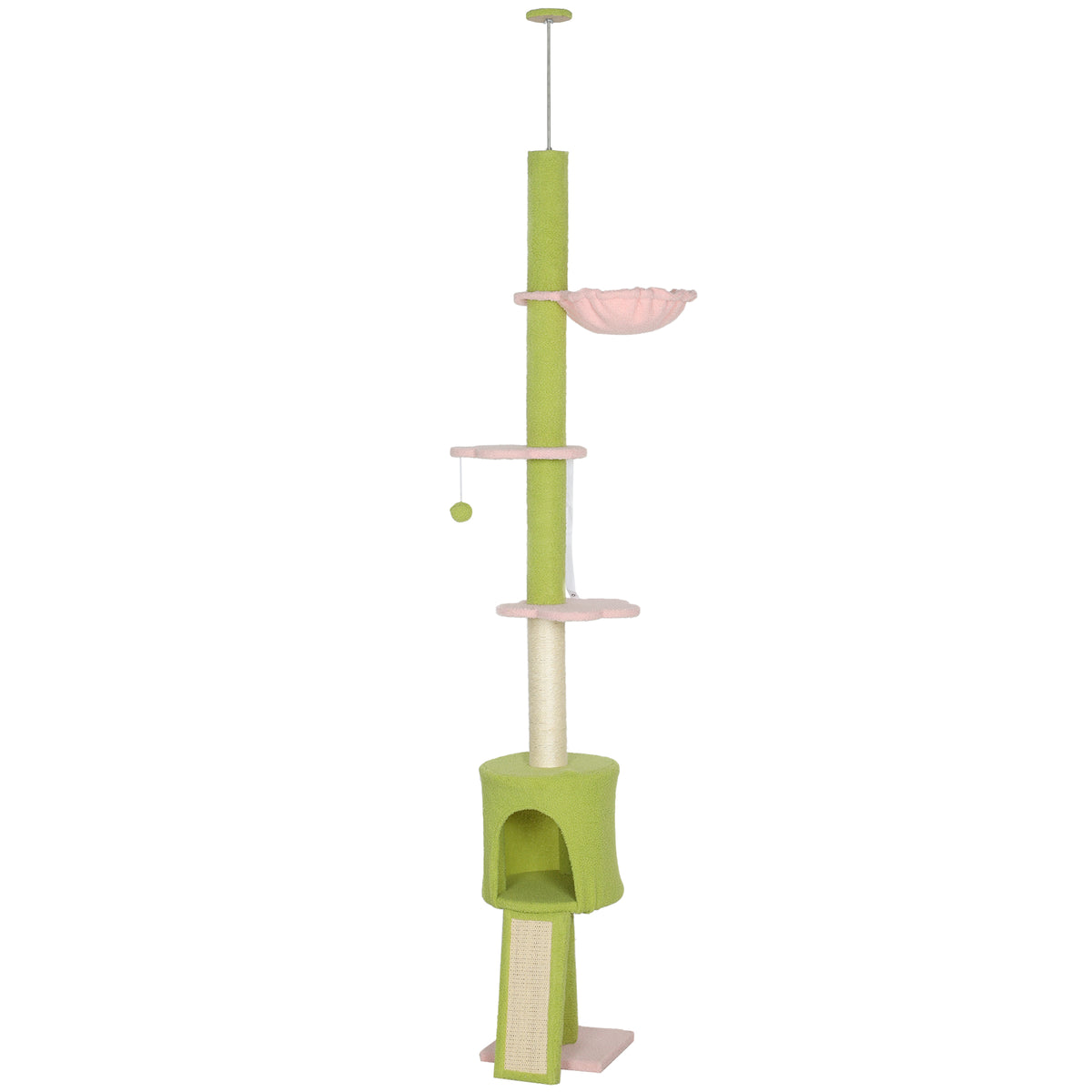 Árbol para gatos de altura regulable con rascadores y hamaca