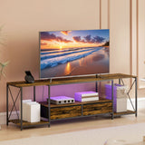 Mueble de TV industrial con iluminación RGB y estación de carga