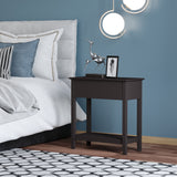 Flip top end side table with cabinet and shelf — Dark