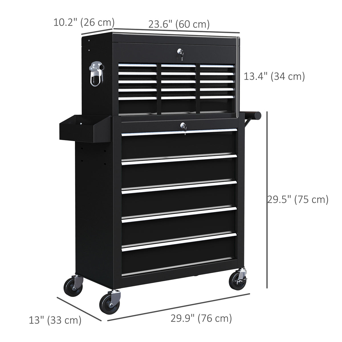 Caja de herramientas rodante con 14 cajones con cerradura