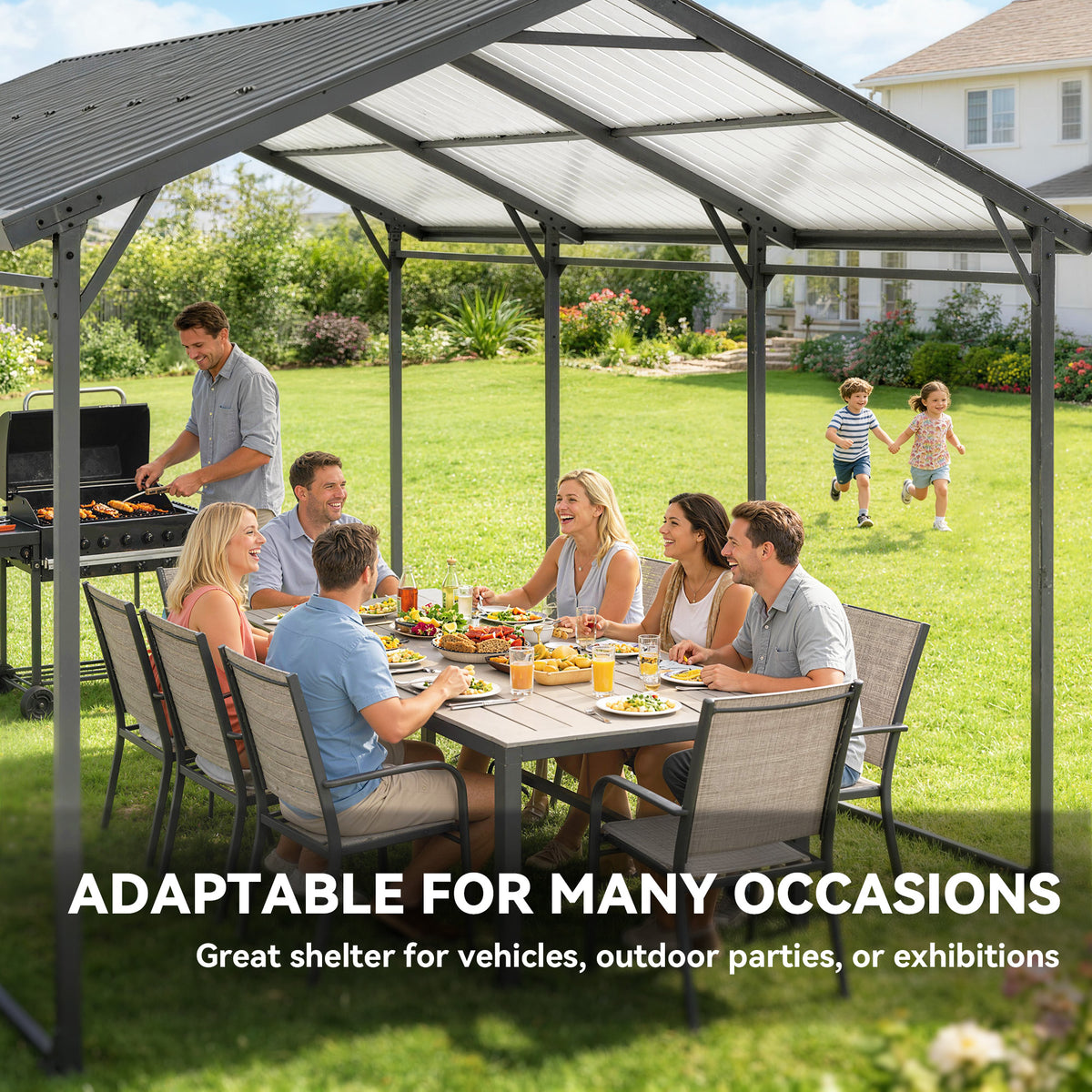 Metal Carport 10 x 15 ft Reinforced Steel Frame