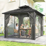 3x3m Gazebo Hardtop Galvanized Steel Aluminum Frame Dark Grey